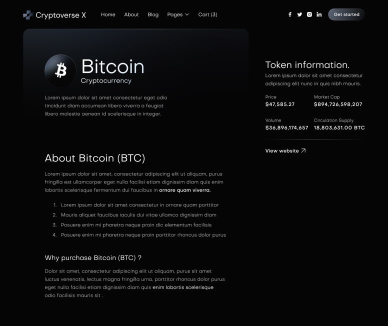 Cryptoverse X - Integration Single Page - Crypto Webflow Template