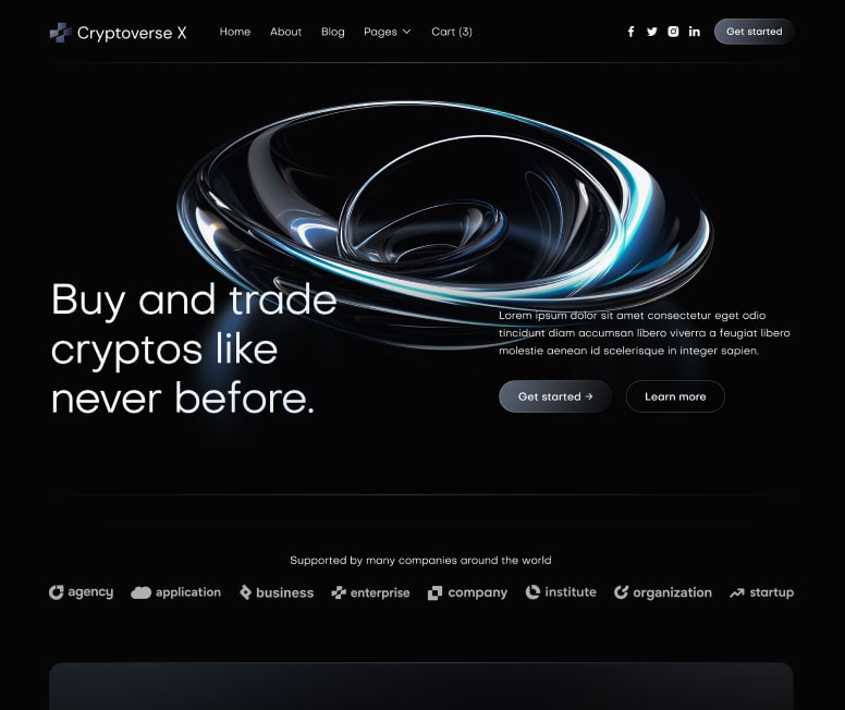 Cryptoverse X - Home V1 Page - Crypto Webflow Template