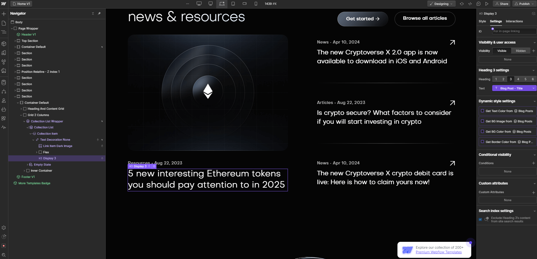 CMS Content - Cryptoverse X Webflow Template