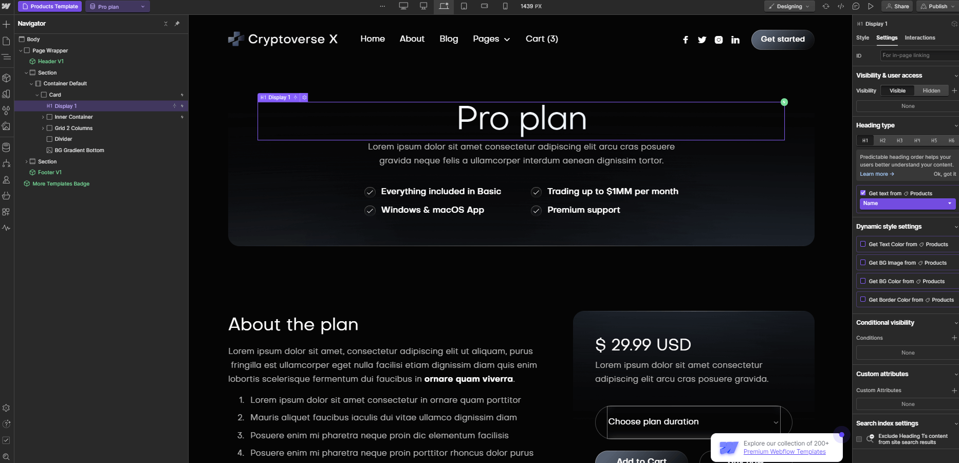 Ecommerce Page - Cryptoverse X Webflow Template