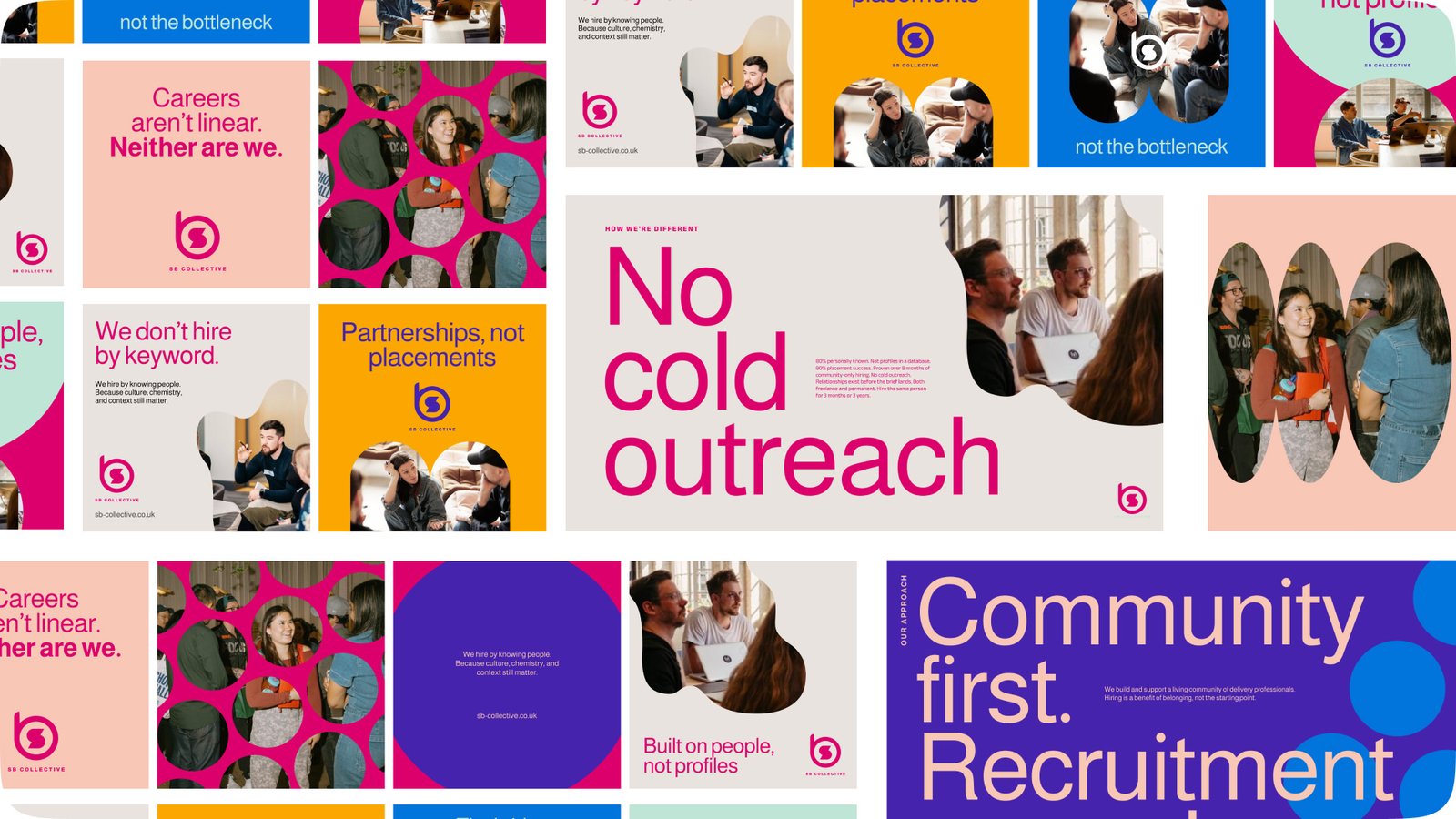 SB Collective circles direction across social posts