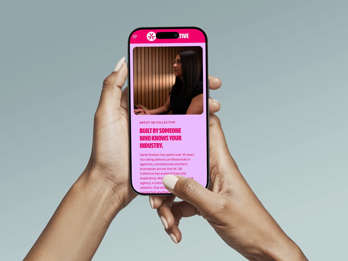 SB Collective mobile website in hand