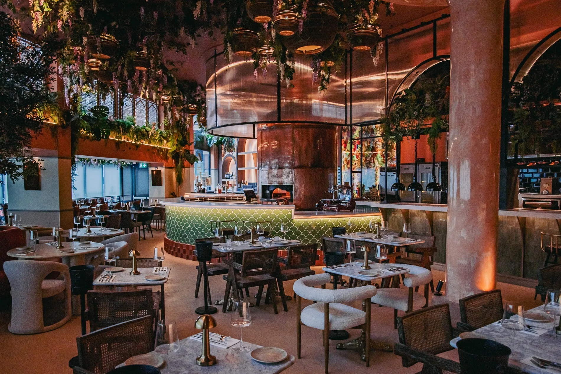 The Bazaar dining room set for guests