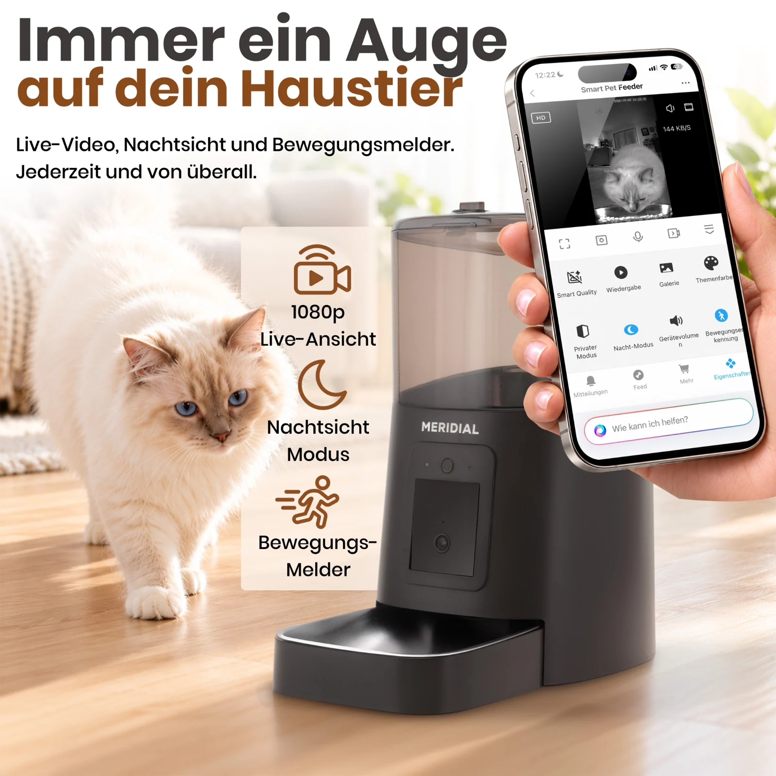 Meridial Futterautomat – Kamera und Live-Ansicht