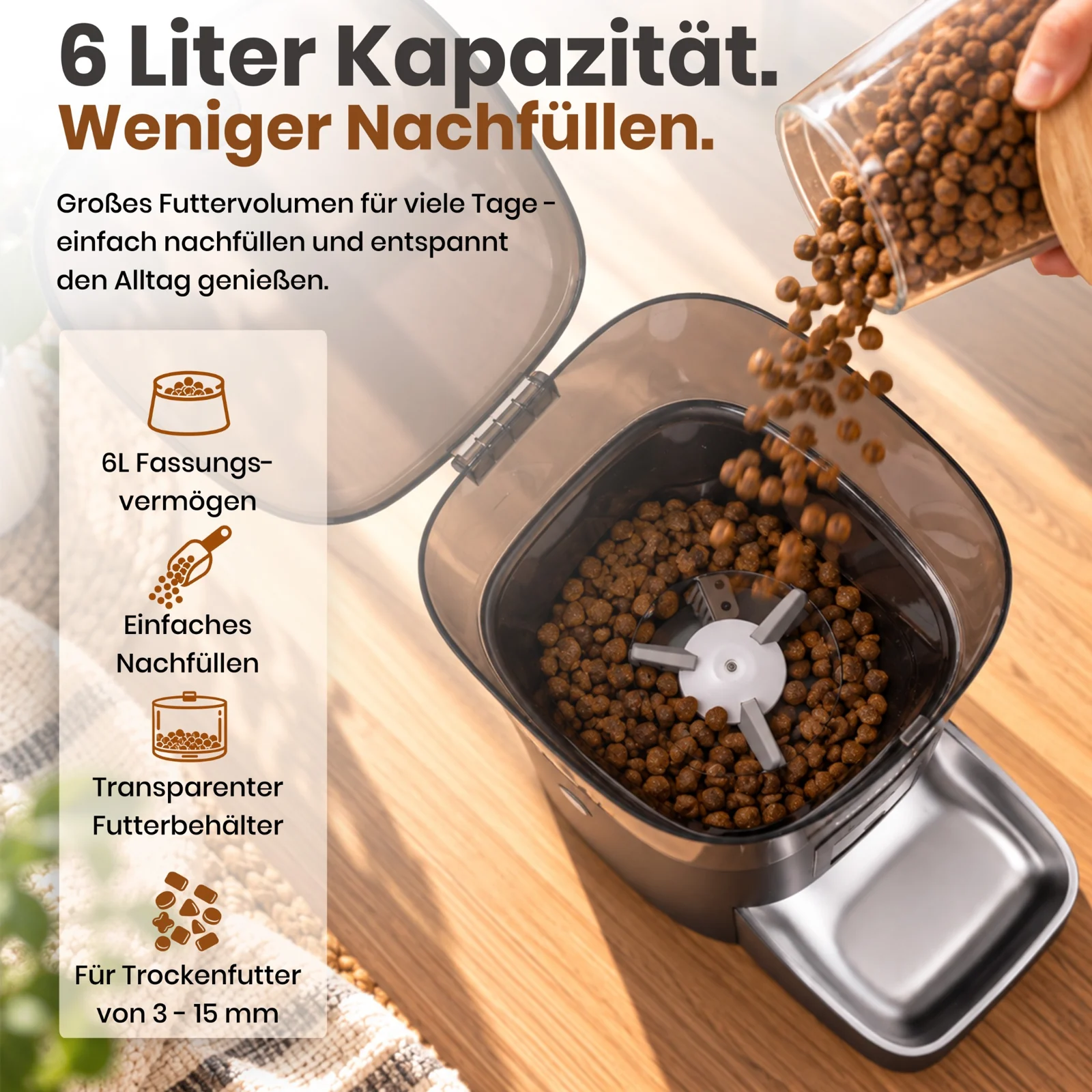 Meridial Futterautomat – 6 Liter Fassungsvermögen