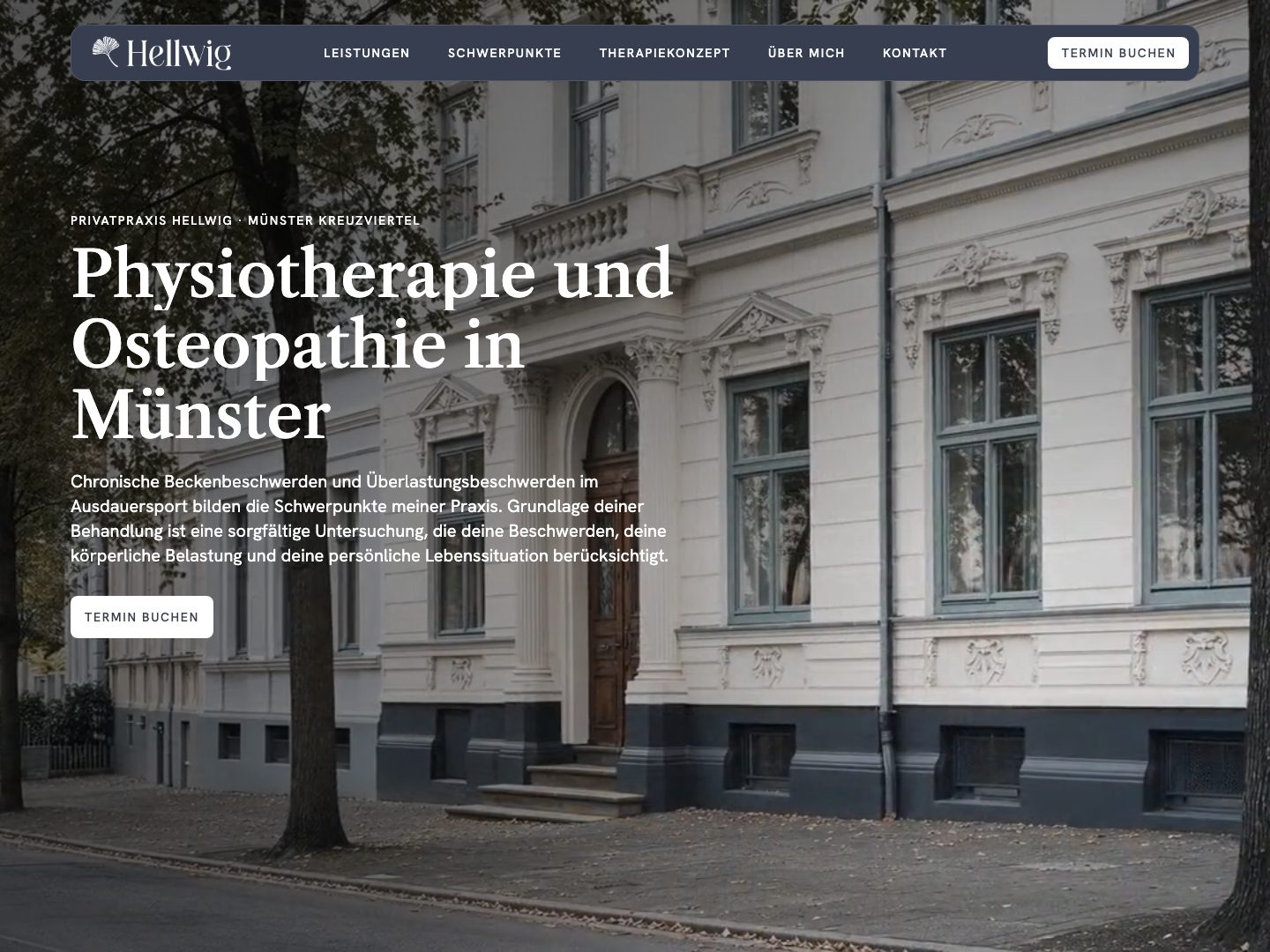 Startseite der Website der Privatpraxis Hellwig