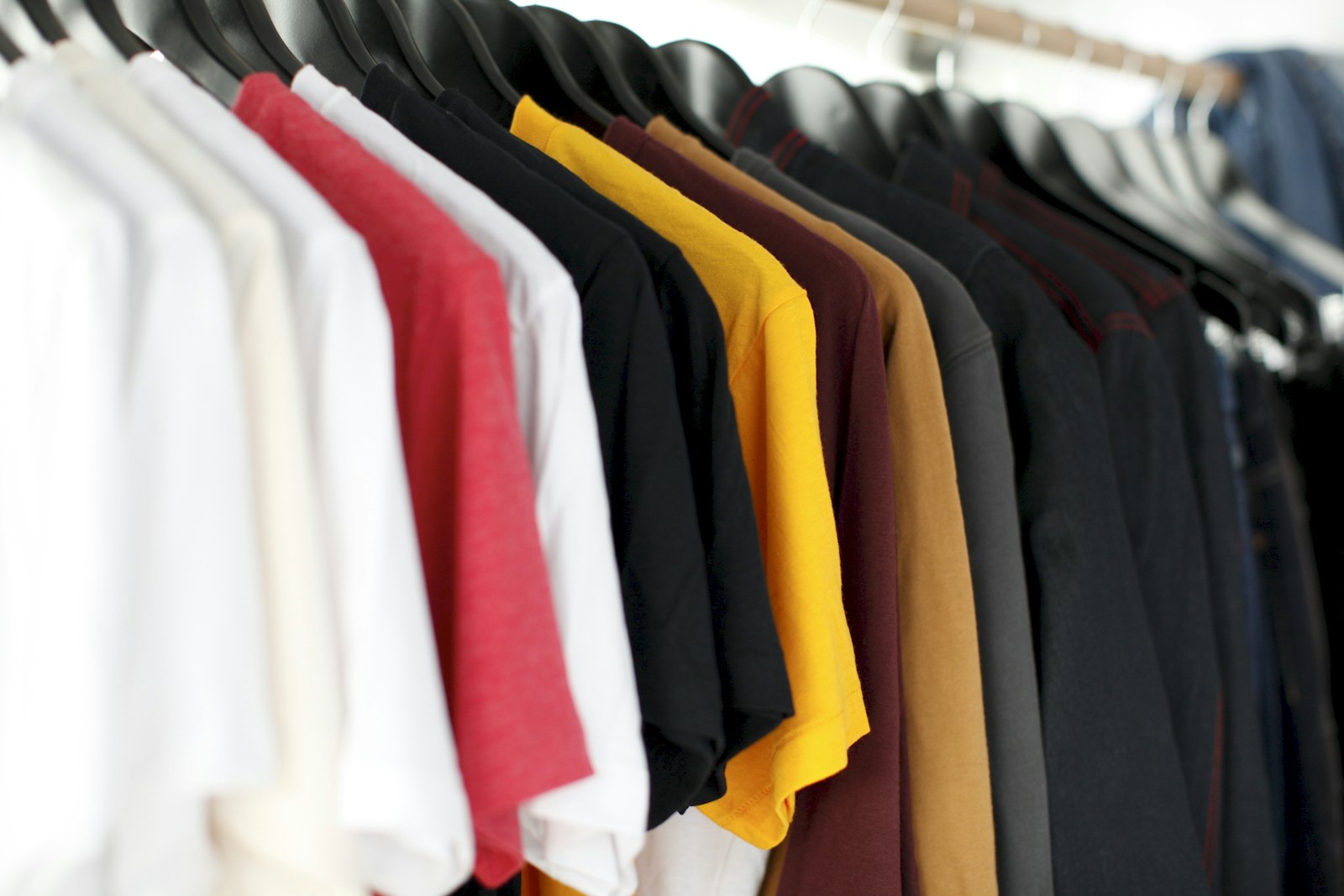 Shirts hanging on a rack