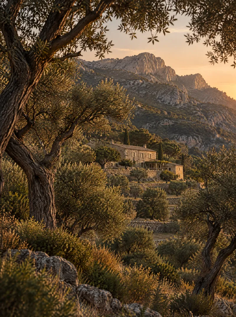 Finca zwischen Olivenbäumen in der Tramuntana