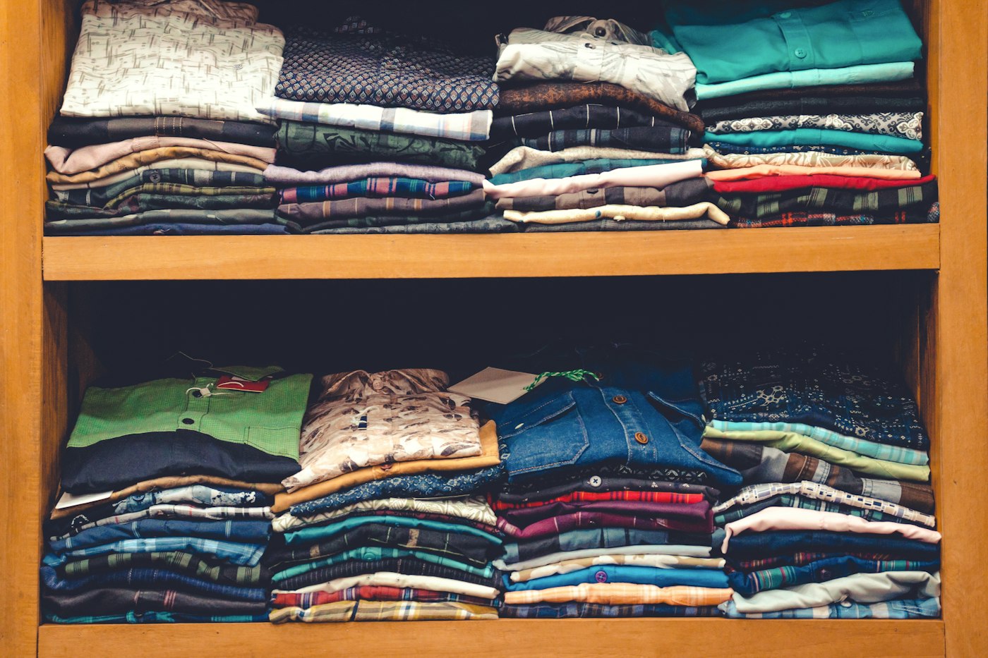 Folded apparel shirts ready for ecommerce order fulfillment