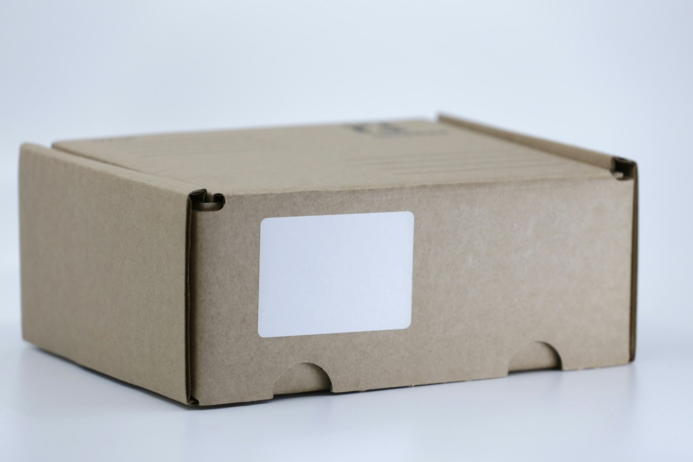 Kraft shipping box with a blank shipping label