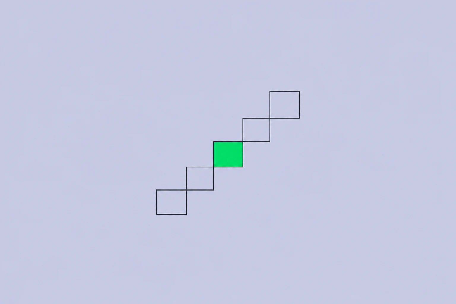 Five squares arranged in ascending steps, with one green square.