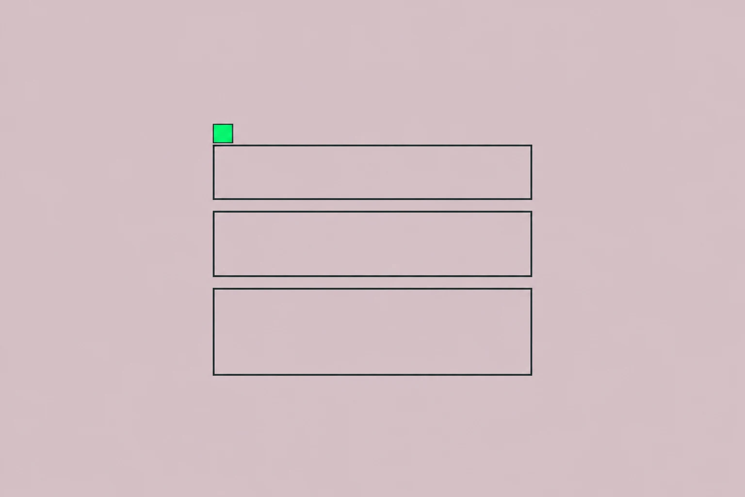 Three stacked outlined rectangles with a green square.