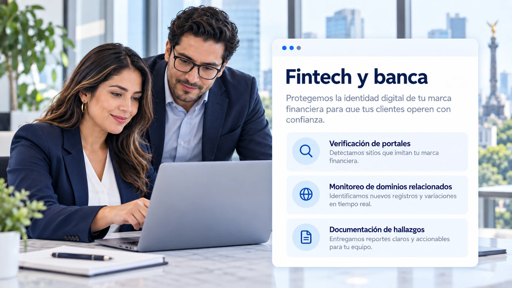 Hero conceptual de verificación de identidad y portales de una entidad financiera