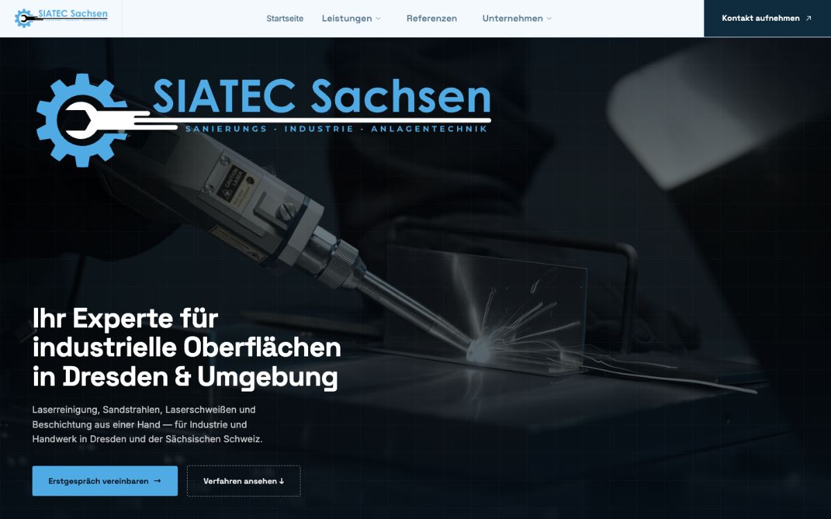Startseite der neuen Webseite von SIATEC Sachsen