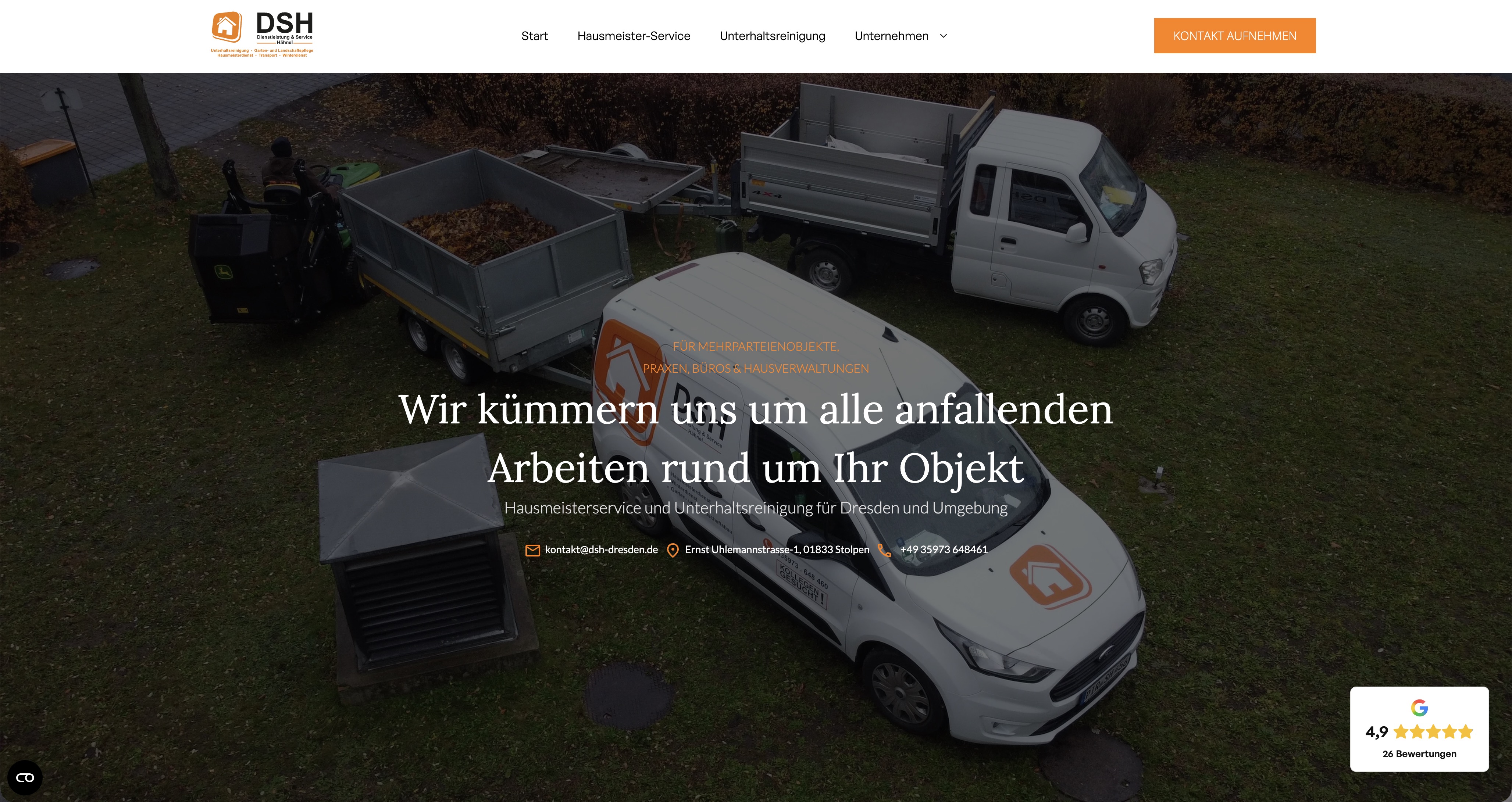 Startseite der neuen Webseite der DSH