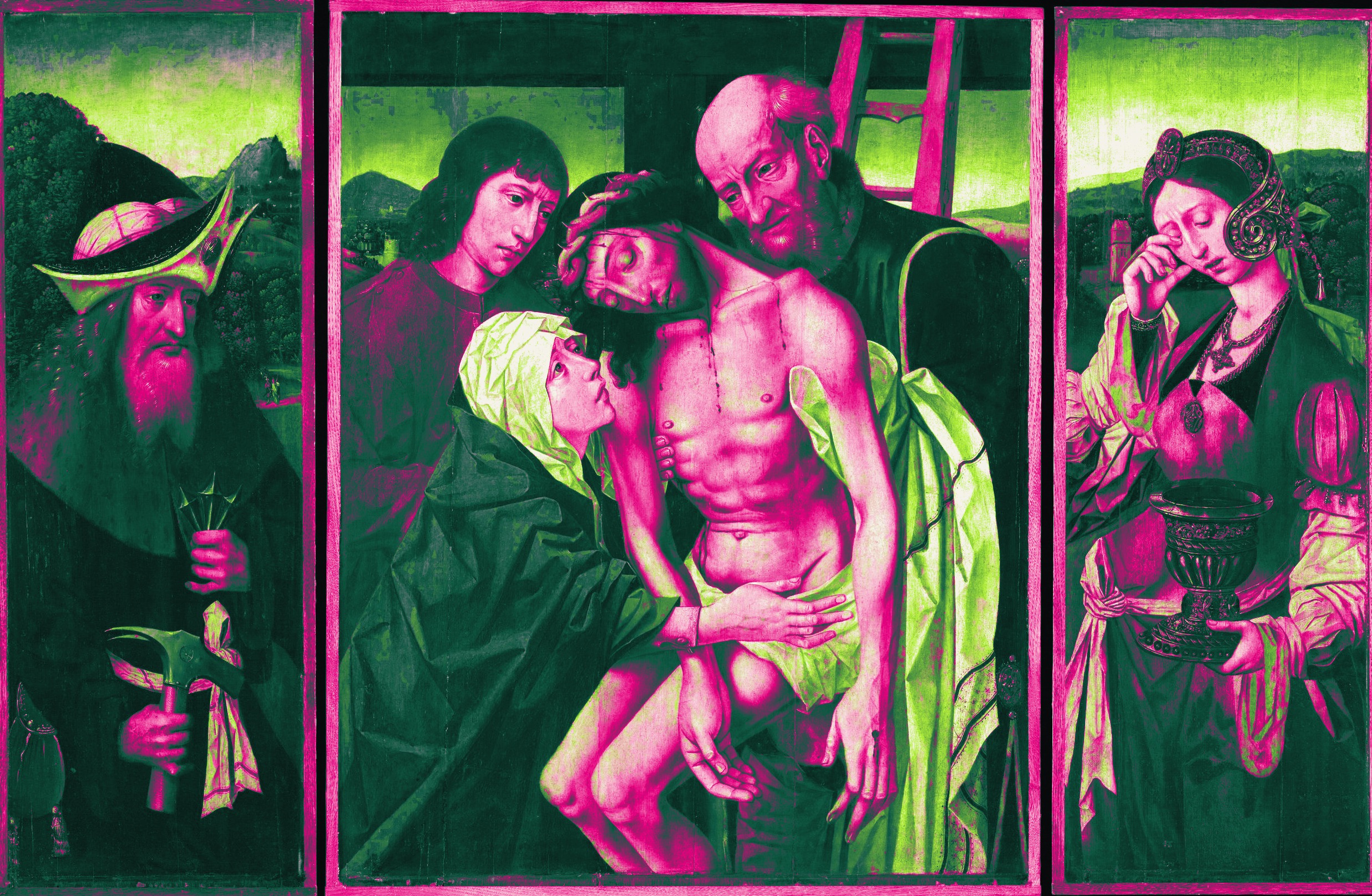Gothic triptych of the Descent from the Cross