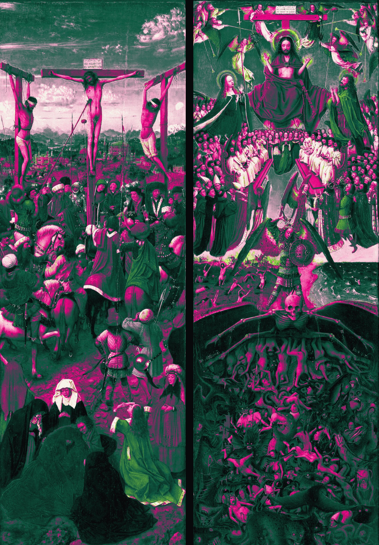 Van Eyck diptych: the Crucifixion and the Last Judgment