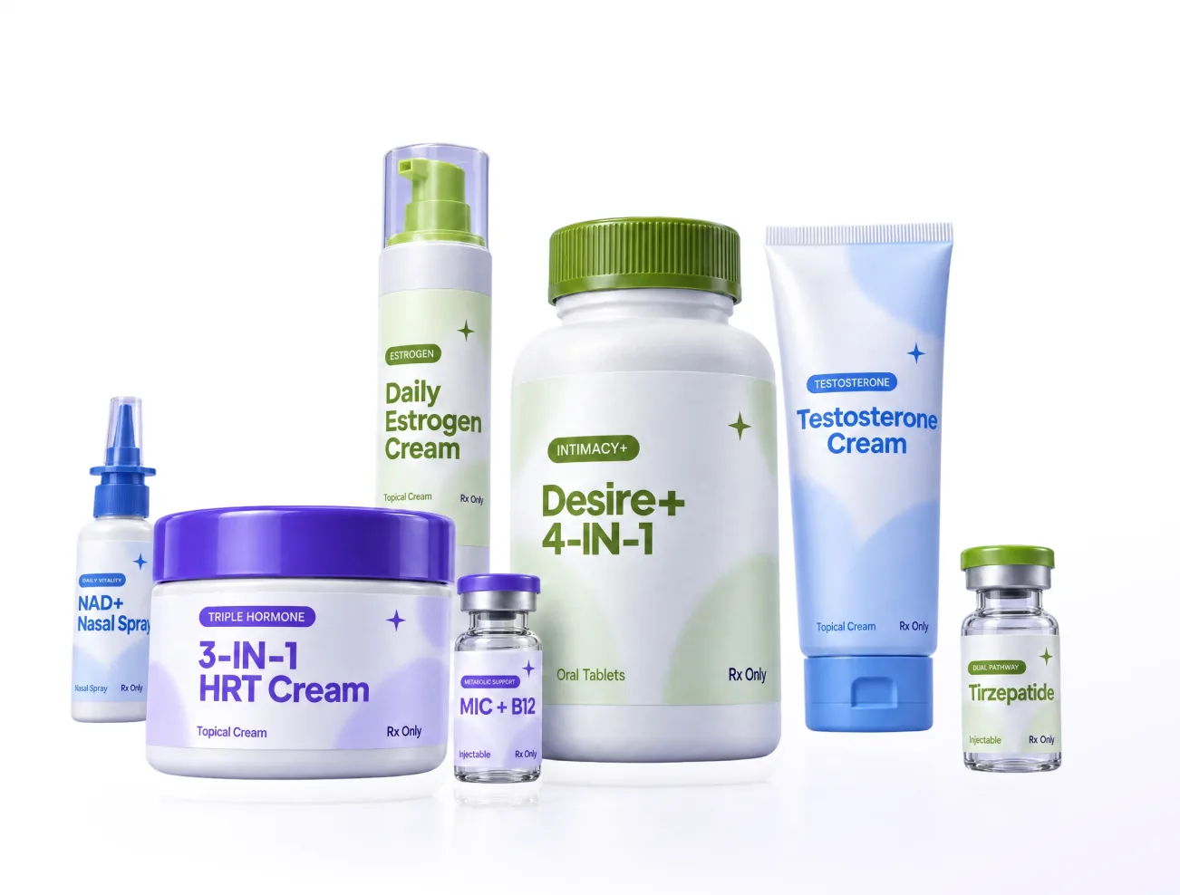 Raya treatments: hormone creams, tablets, nasal spray and injectable vials