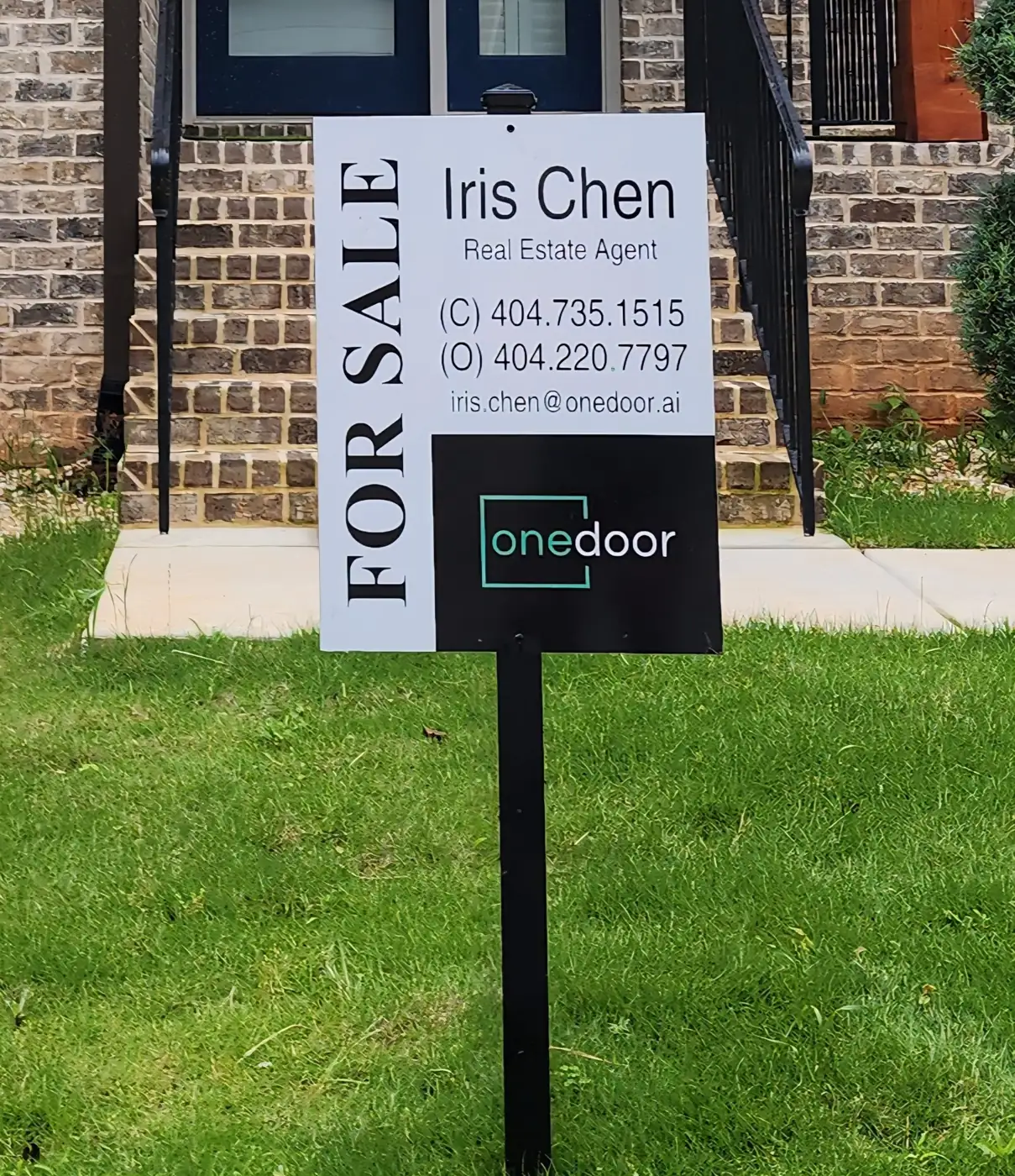 Realtor for sale yard sign with agent contact