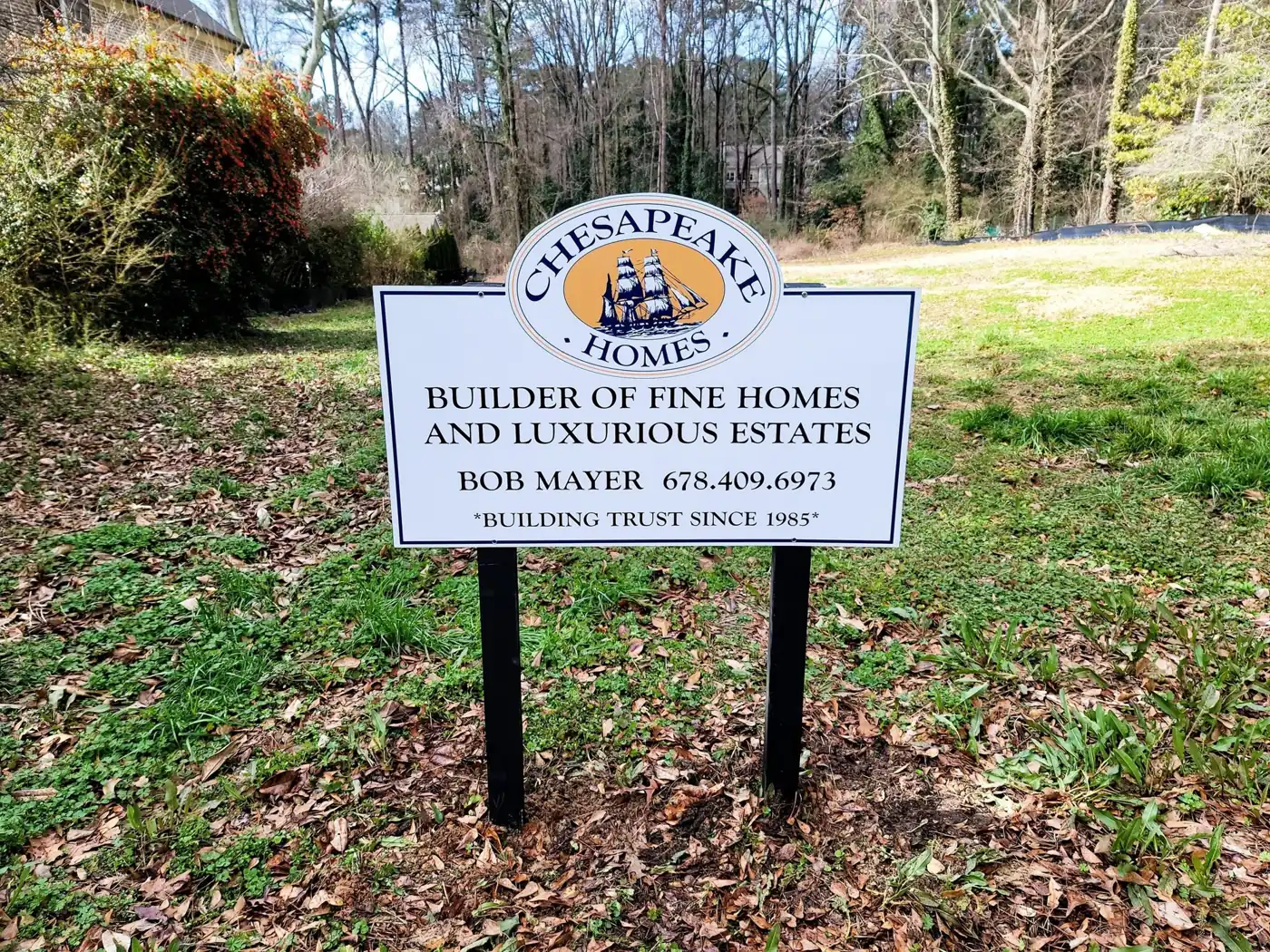Builder community sign at a subdivision entrance