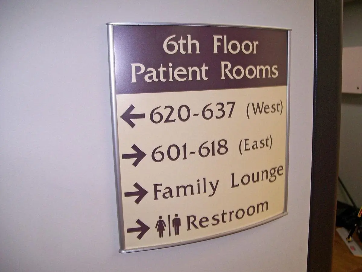 Interior directory and wayfinding sign for a 6th floor