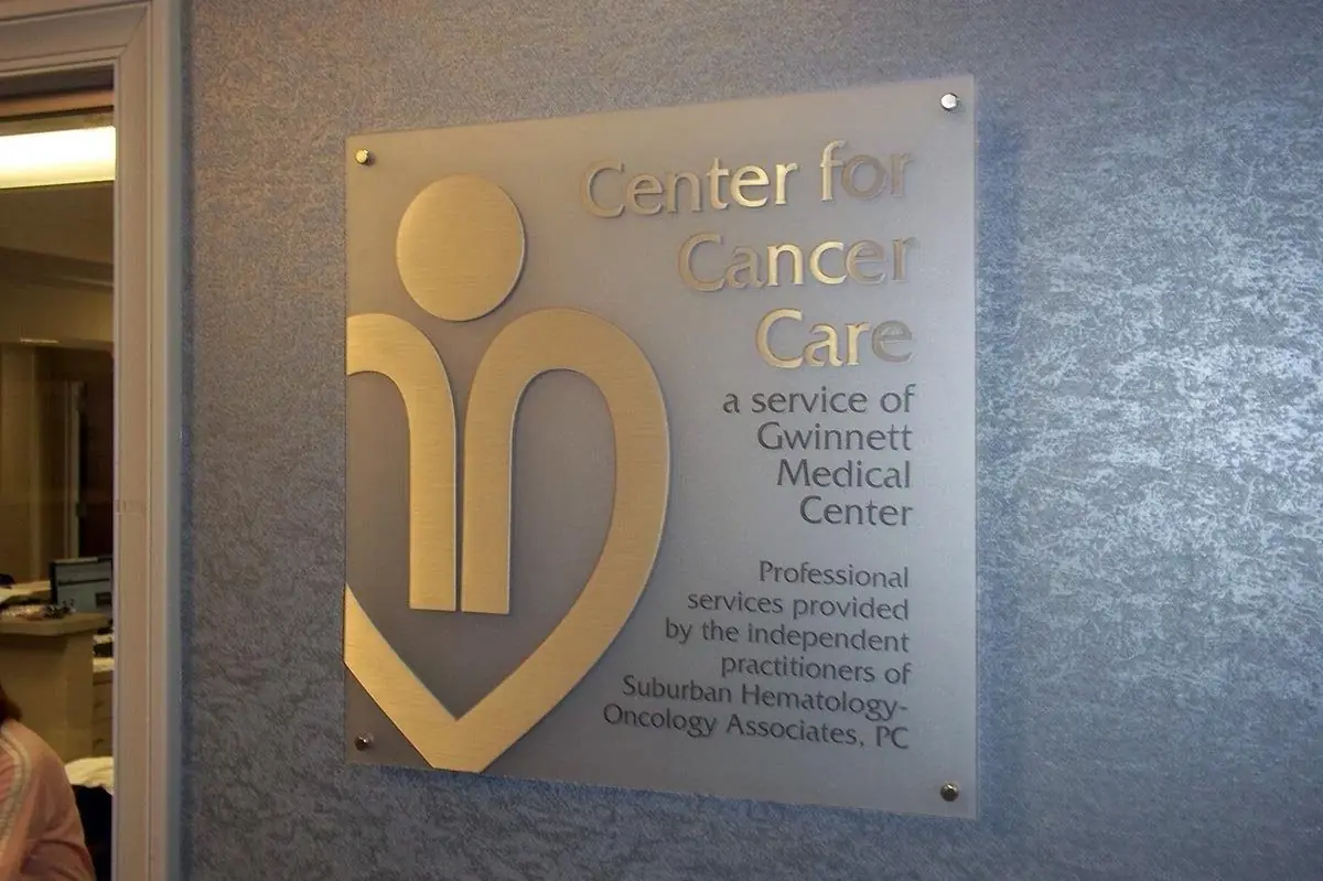Frosted etched glass logo sign