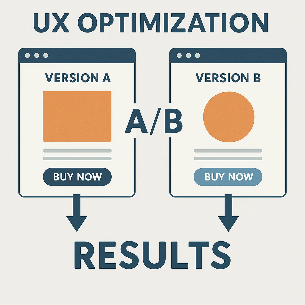 Side-by-side diagram comparing A/B testing variations on an eCommerce site.
