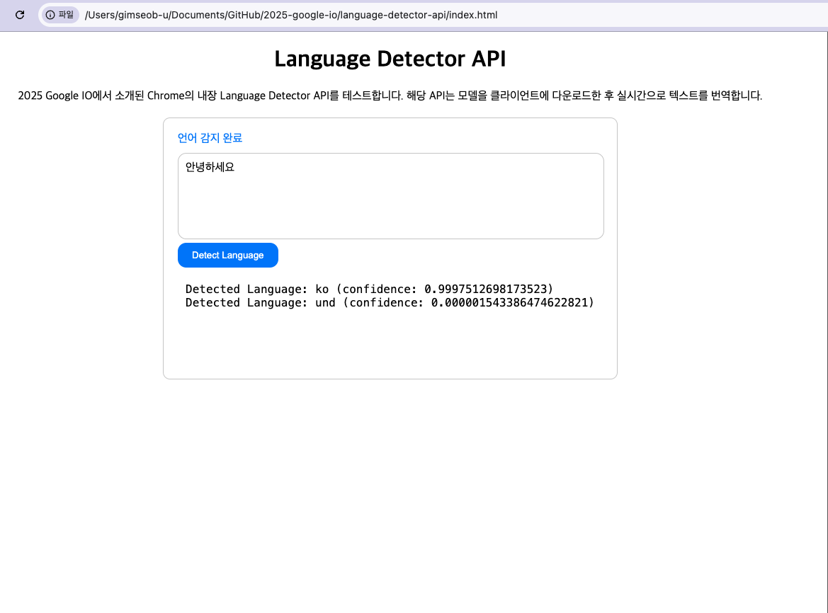 Language Detector API Demo App