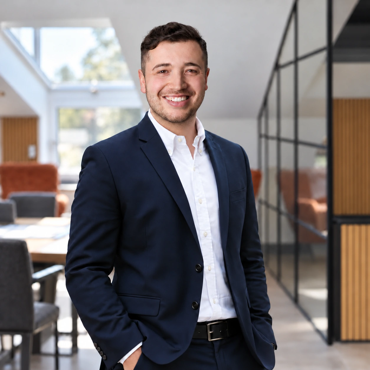 Sammy Wardo Decandia, Geschäftsführer der VS Immobilienservice München GmbH, in seinem Büro