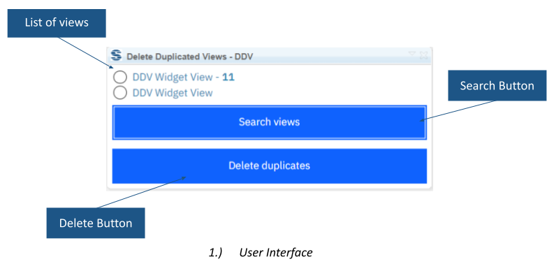 Delete Duplicated Views with a list of views, search and duplicate-removal controls.