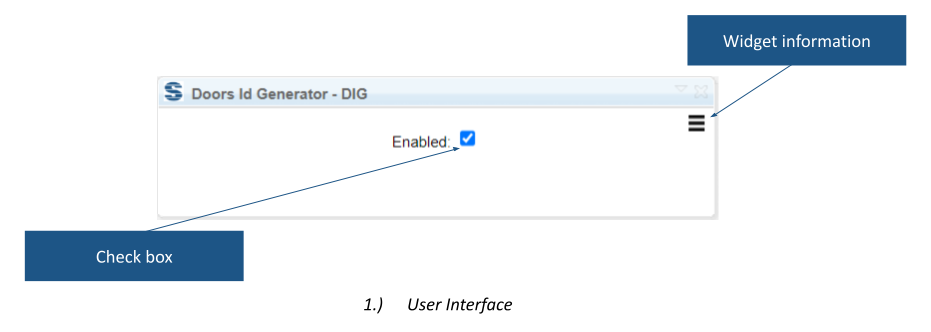 DOORS ID Generator with its enable control and widget-information menu.