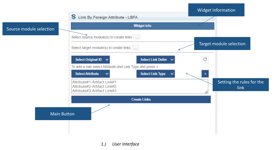 Link by Foreign Attribute with source and target module selection and attribute-based link rules.