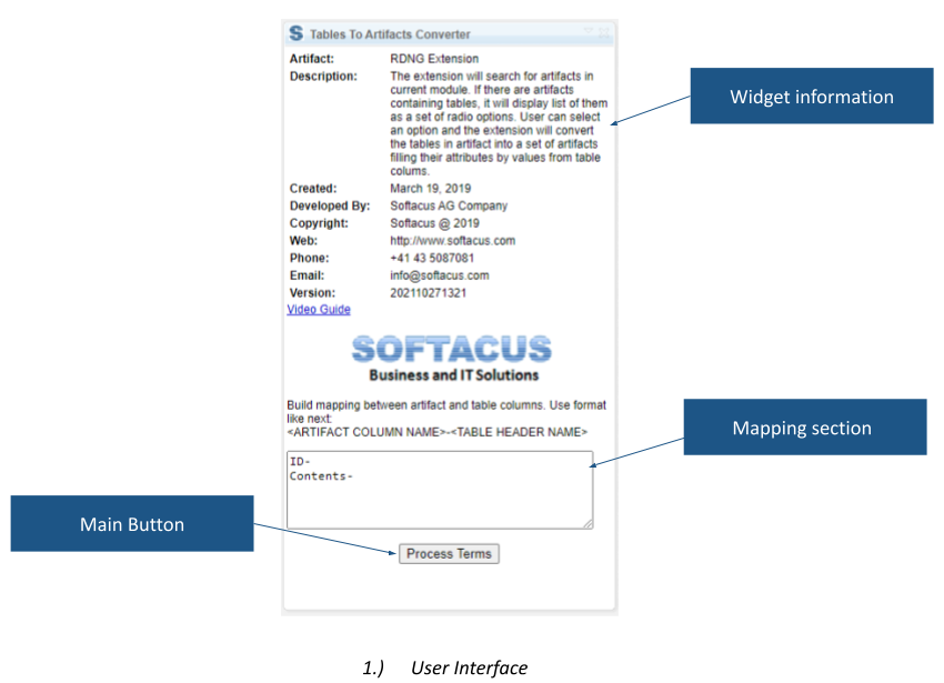 Tables to Artifacts Converter with column-to-attribute mapping and table-processing controls.