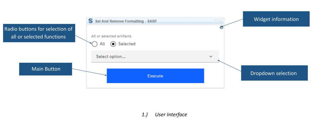 Set and Remove Formatting with artifact scope, formatting options and an execution action.