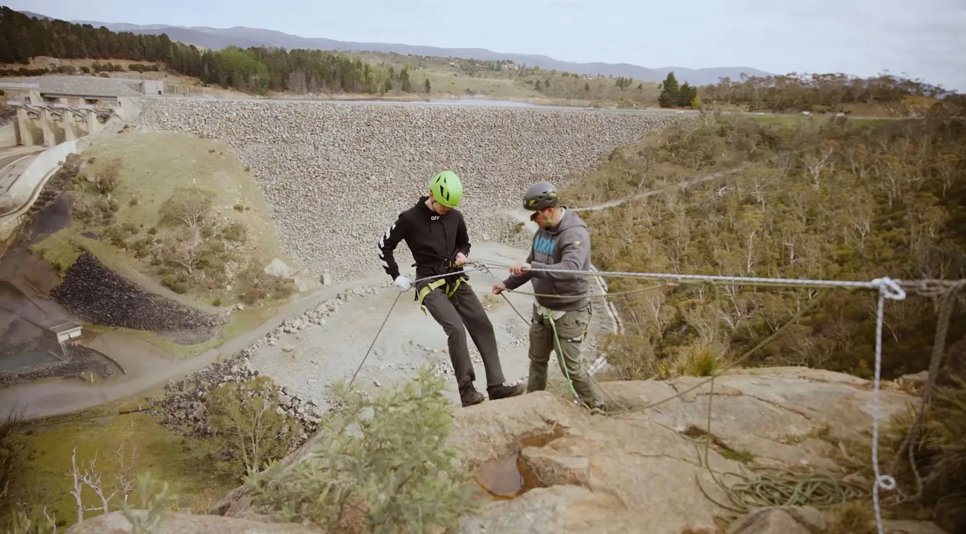 Abseiling above the valley
