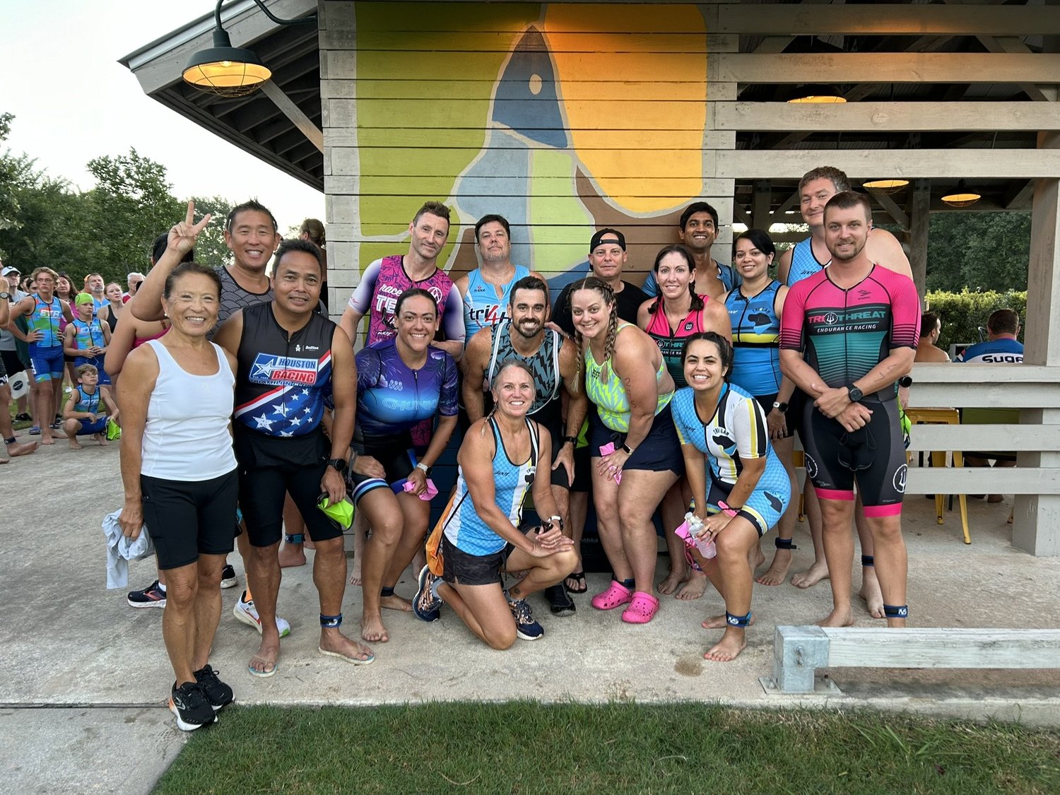Tri Lab Endurance athletes and coaches together at a sprint triathlon