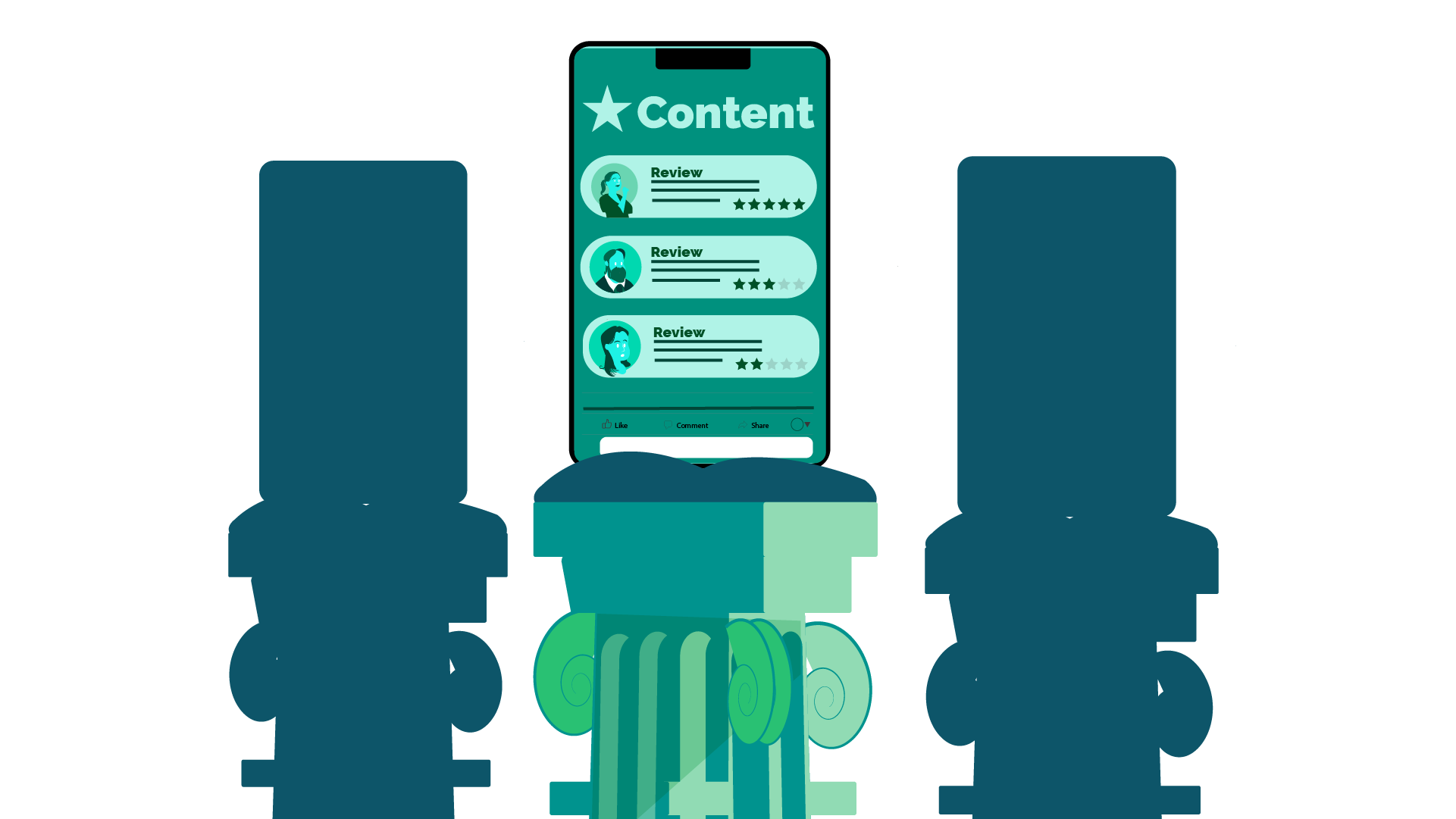 Content on a pedestal.