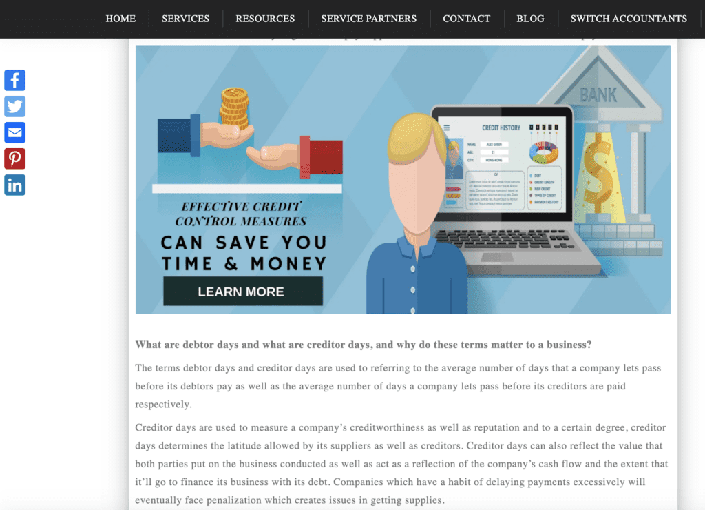 content marketing for accountants example - Clear House Accounting
