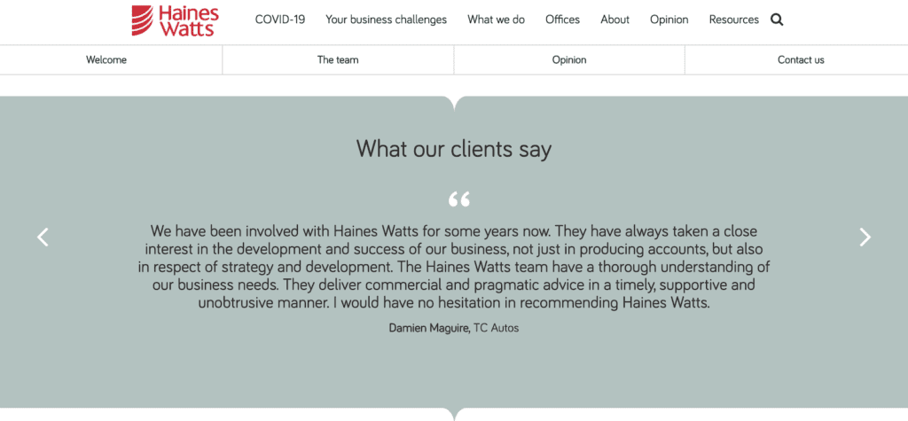 Client testimonials as a strategy -content marketing for business accountants