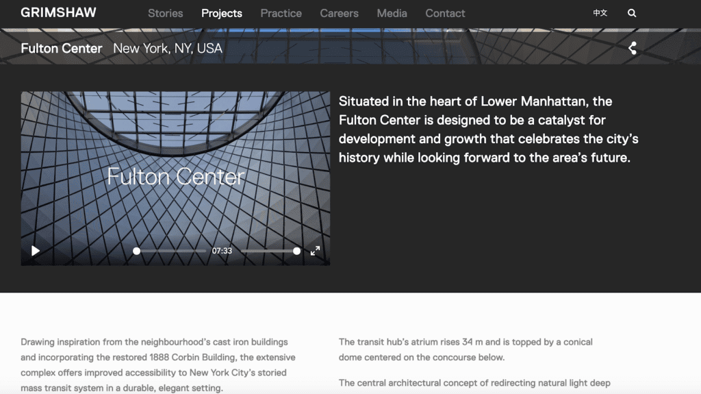 image of Grimshaw architects Fulton center in new york