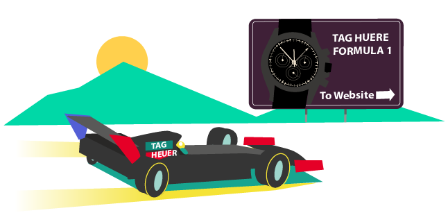 Image: Tag Heuer/Formula 1 theme to drive traffic - content marketing watch brands