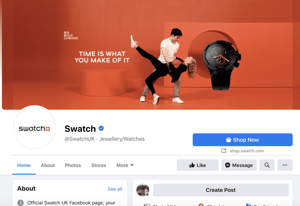 swatch's facebook page