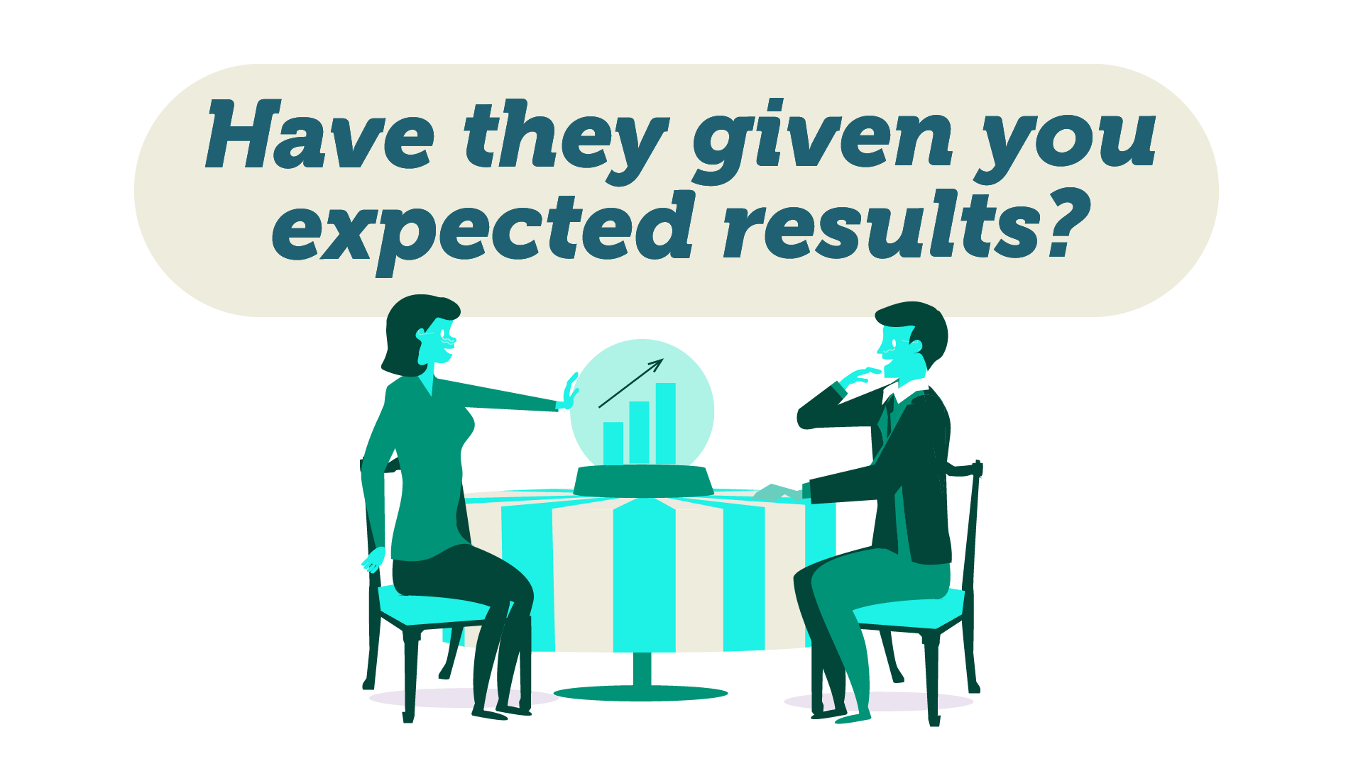 communicating effective results - two people at a table, one is explaining a graph and pointing at