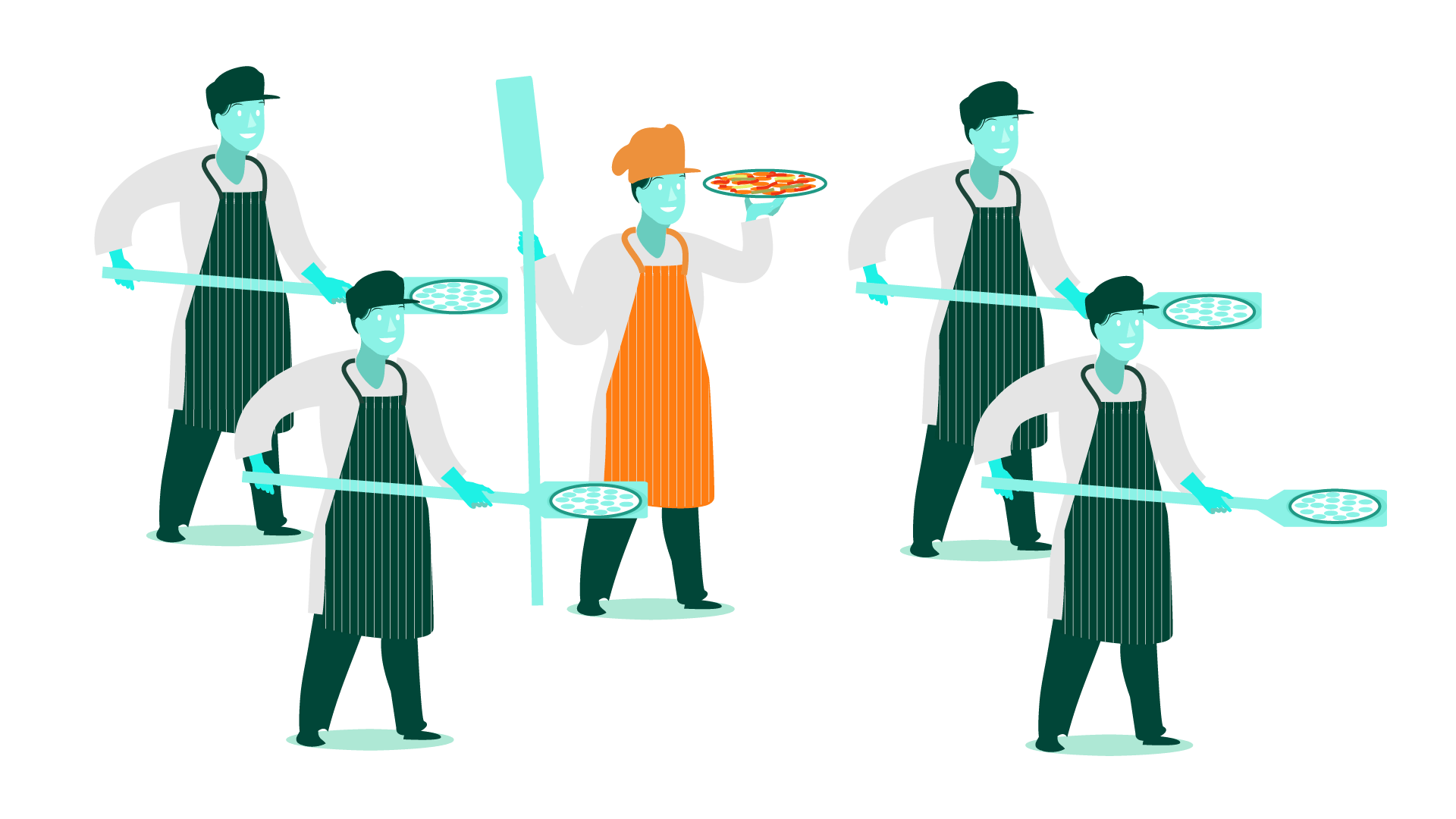Group of pizza chefs with one standing out