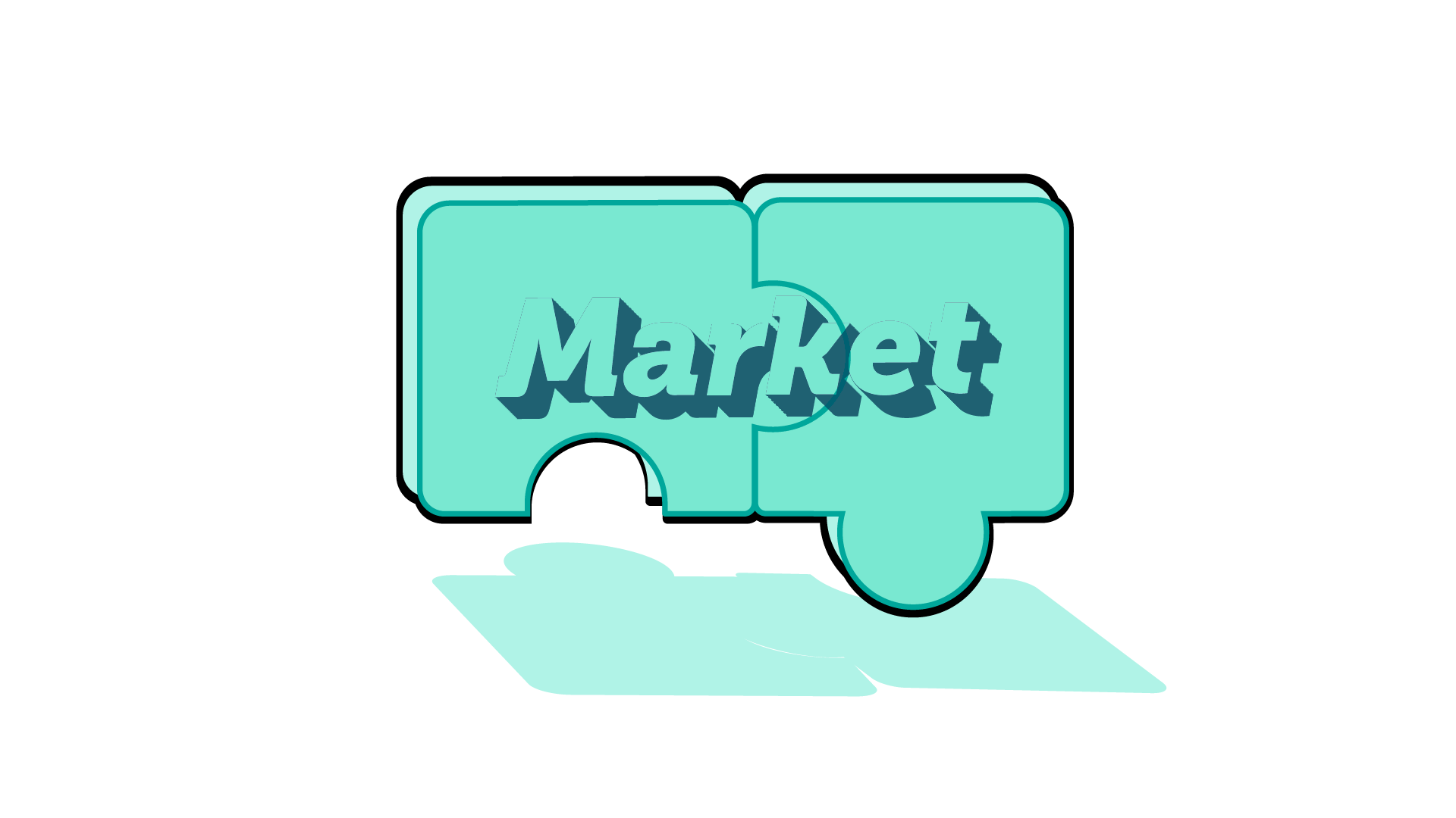 IMAGE: Connections puzzle pieces fitting together to spell the word 'Market'