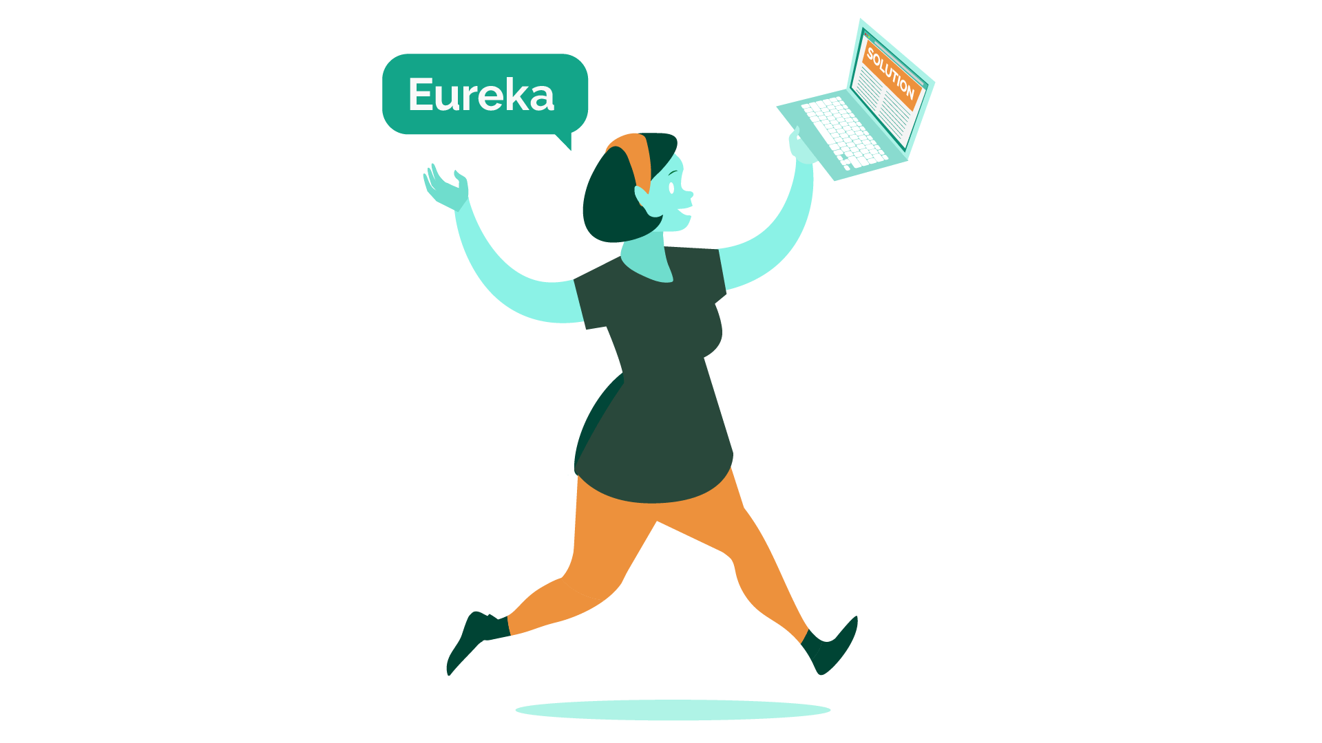 Marketer having a Eureka moment with laptop