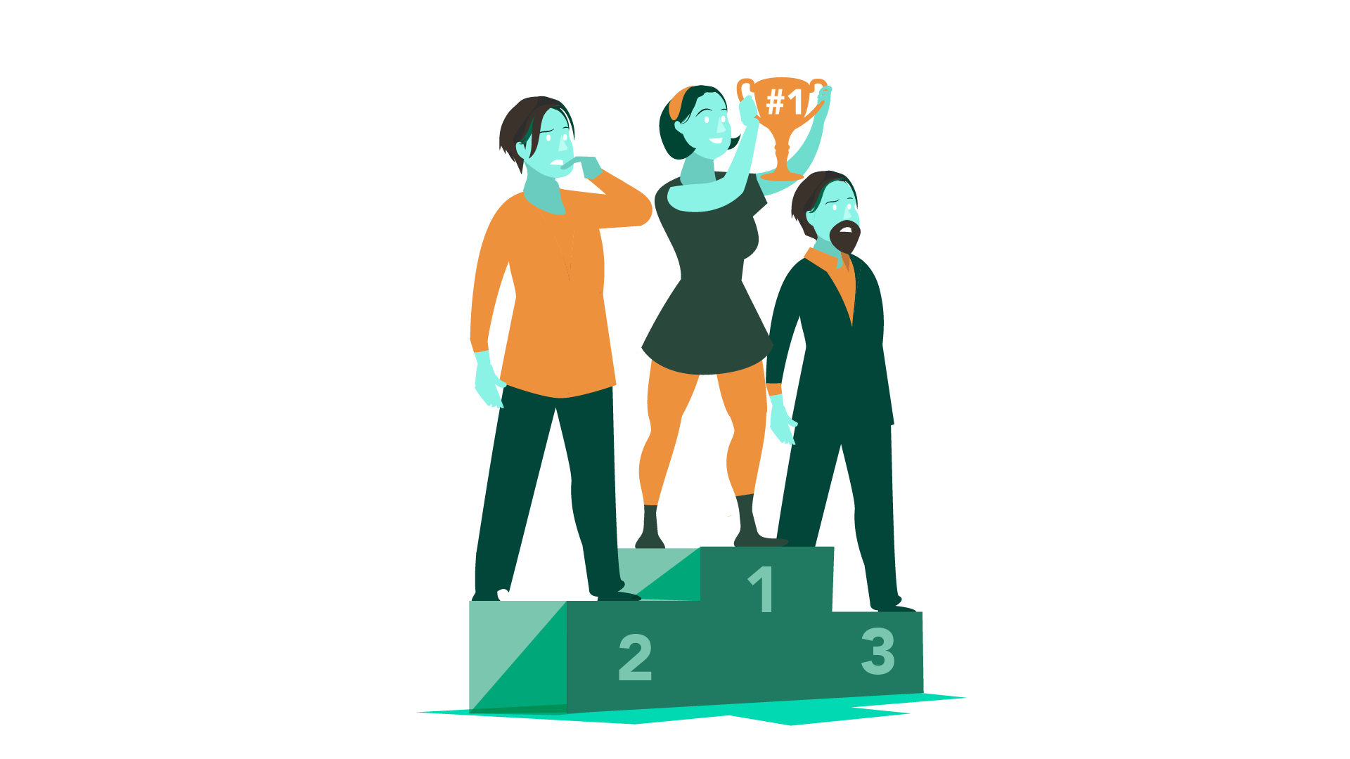 Winning marketer on a podium