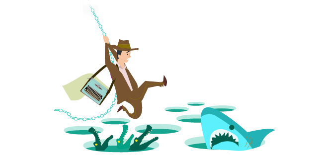 Author in a pitfall or hole