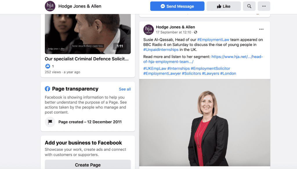 Hodge, Jones & Allen Social Media