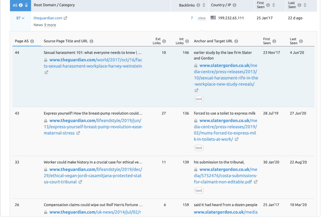 marketing for legal companies list of news outlets that link to Slater and Gordon